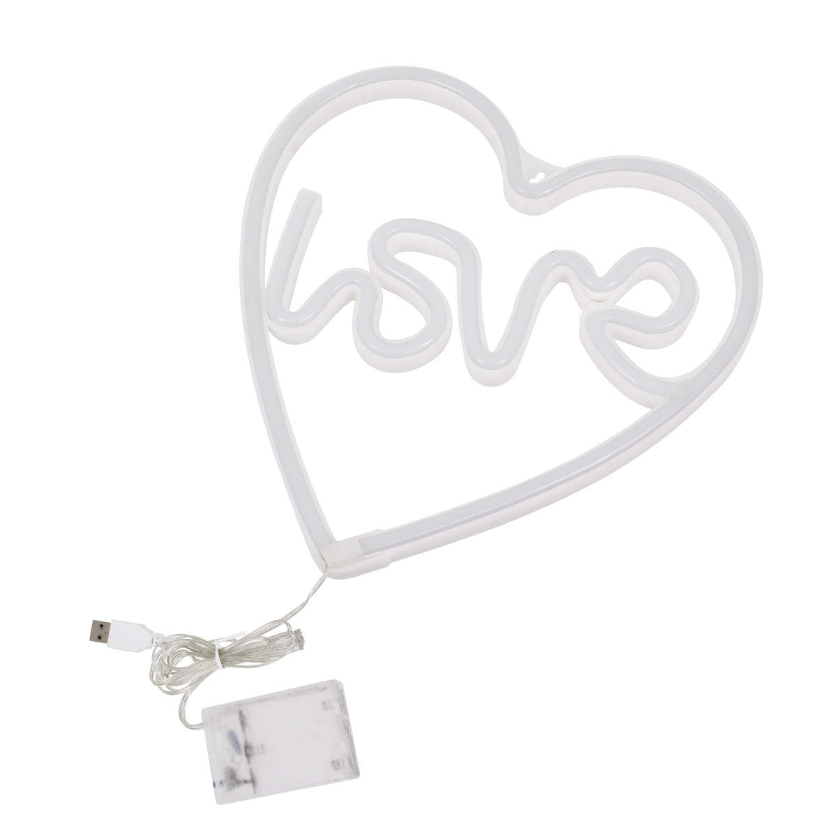 78591 Φωτιστικό Ταμπέλα Φωτεινή Επιγραφή NEON LED Σήμανσης LOVE & HEART 5W με Καλώδιο Τροφοδοσίας USB - Μπαταρίας 3xAAA (Δεν Περιλαμβάνονται) - Ροζ & Θερμό Λευκό 2700K