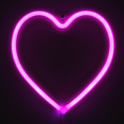 78592 Φωτιστικό Ταμπέλα Φωτεινή Επιγραφή NEON LED Σήμανσης HEART 5W με Καλώδιο Τροφοδοσίας USB - Μπαταρίας 3xAAA (Δεν Περιλαμβάνονται) - Ροζ