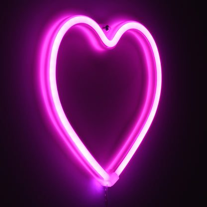 78592 Φωτιστικό Ταμπέλα Φωτεινή Επιγραφή NEON LED Σήμανσης HEART 5W με Καλώδιο Τροφοδοσίας USB - Μπαταρίας 3xAAA (Δεν Περιλαμβάνονται) - Ροζ