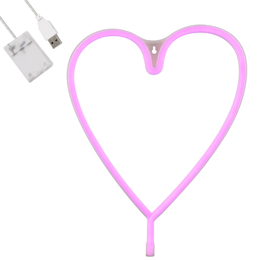 78593 Φωτιστικό Ταμπέλα Φωτεινή Επιγραφή NEON LED Σήμανσης HEART LINE 5W με Καλώδιο Τροφοδοσίας USB - Μπαταρίας 3xAAA (Δεν Περιλαμβάνονται) - Ροζ