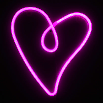 78594 Φωτιστικό Ταμπέλα Φωτεινή Επιγραφή NEON LED Σήμανσης CALLIGRAPHIC HEART LINE 5W με Καλώδιο Τροφοδοσίας USB - Μπαταρίας 3xAAA (Δεν Περιλαμβάνονται) - Ροζ