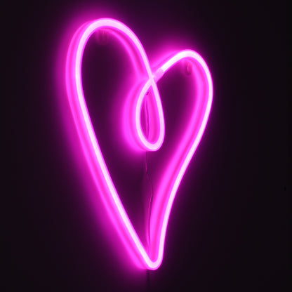 78594 Φωτιστικό Ταμπέλα Φωτεινή Επιγραφή NEON LED Σήμανσης CALLIGRAPHIC HEART LINE 5W με Καλώδιο Τροφοδοσίας USB - Μπαταρίας 3xAAA (Δεν Περιλαμβάνονται) - Ροζ