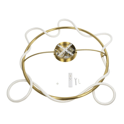 GLOW KLV-101-0150 Φωτιστικό Οροφής LED 65W 6500lm 360° AC 220-240V IP20 Ρυθμιζόμενο Λευκό CCT με Χειριστήριο από 2700K έως 6000K Dimmable - Lumileds SMD Chip - Χρυσό Πλατίνα - Μ100 x Π100 x Υ30