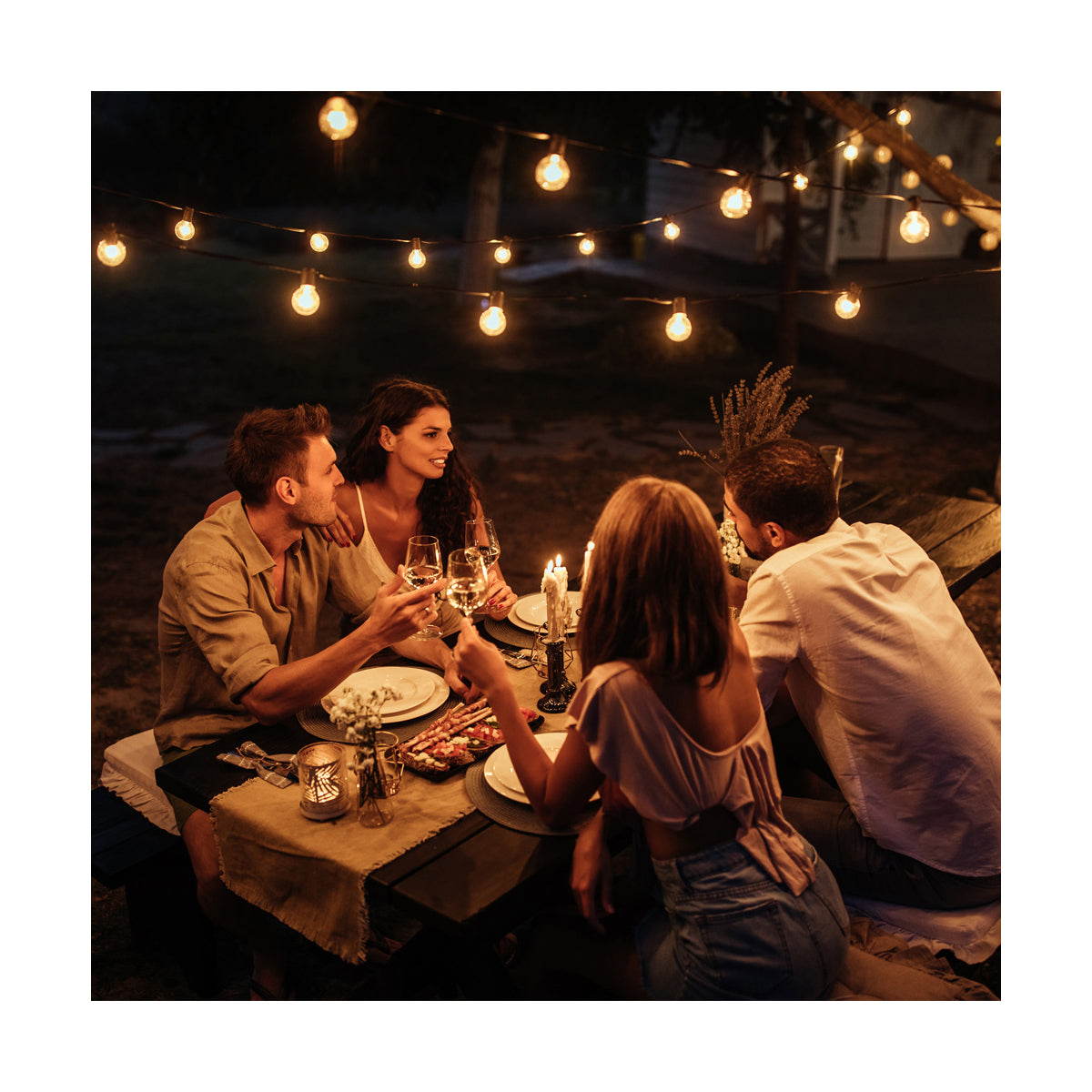 78983 Καλωδιογιρλάντα PVC 10 Μέτρων με 15 Ντουί E27 με Πρίζα Schuko Επεκτεινόμενη Αδιάβροχη IP65