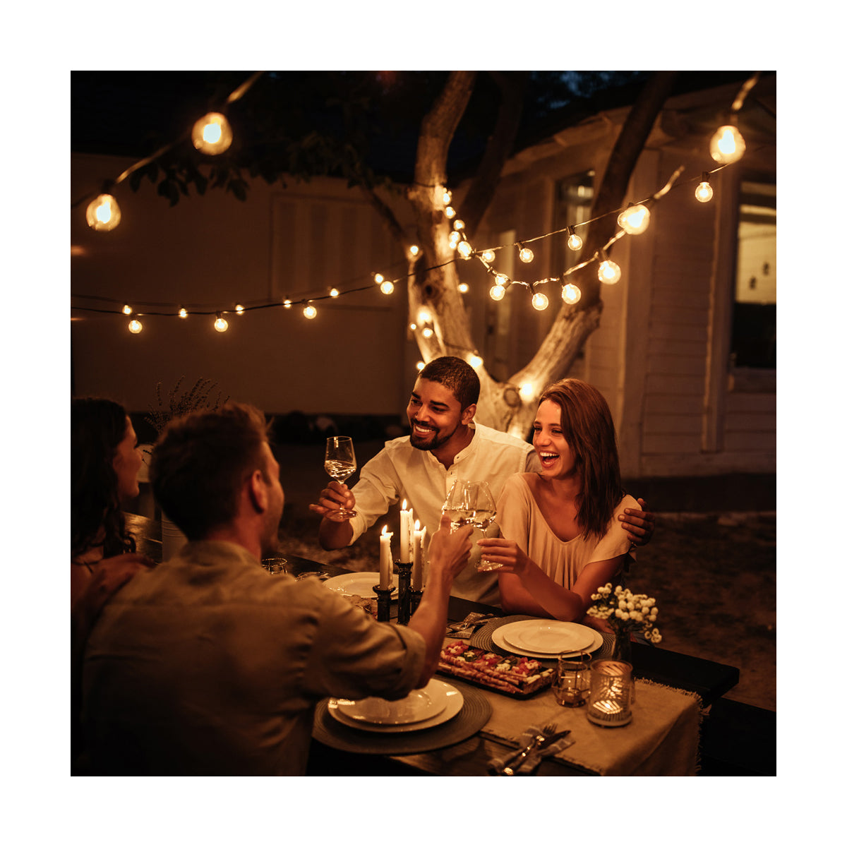 78984 Καλωδιογιρλάντα PVC 15 Μέτρων με 15 Ντουί E27 με Πρίζα Schuko Επεκτεινόμενη Αδιάβροχη IP65