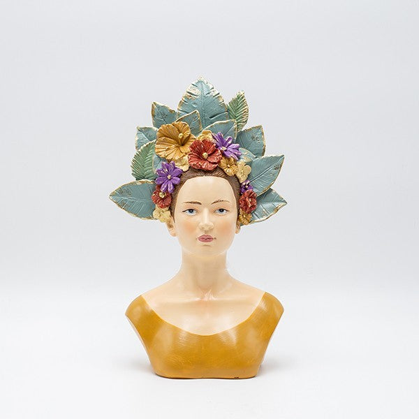 ΔΙΑΚΟΣΜΗΤΙΚΟ ΓΛΥΠΤΟ ΠΡΟΤΟΜΗ ΓΥΝΑΙΚΑΣ ΜΕ ΦΥΛΛΑ ΚΑΙ ΛΟΥΛΟΥΔΙΑ ΣΤΑ ΜΑΛΛΙΑ ΠΟΛΥΡΕΖΙΝ ΠΟΛΥΧΡΩΜΟ 17.5x9.5x28