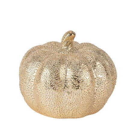 Κεραμική Κολοκύθα Χρυσή με Ανάγλυφο Σχέδιο 12x12x11