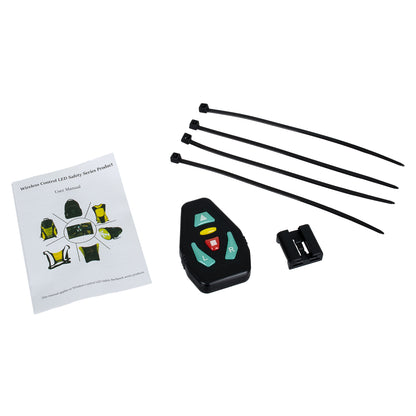 79069 Γιλέκο Ασφαλείας Φωσφοριζέ Αντανακλαστικό για Ποδηλάτες & Runners με Φωτεινή Σήμανση LED - Ενσωματωμένη Μπαταρία 650mAh DC 5V Επαναφορτιζόμενο με Καλώδιο Τροφοδοσίας USB & Ασύρματο Χειριστήριο - Λαχανί Φωσφοριζέ & Μαύρο Αδιάβροχο IP65