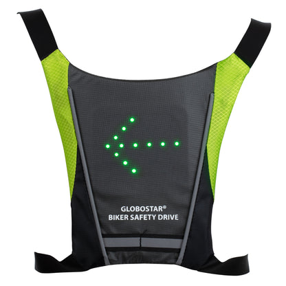 79070 Γιλέκο Ασφαλείας Φωσφοριζέ Αντανακλαστικό για Ποδηλάτες & Runners με Φωτεινή Σήμανση LED - Ενσωματωμένη Μπαταρία 650mAh DC 5V Επαναφορτιζόμενο με Καλώδιο Τροφοδοσίας USB & Ασύρματο Χειριστήριο - Μαύρο & Λαχανί Φωσφοριζέ Αδιάβροχο IP65