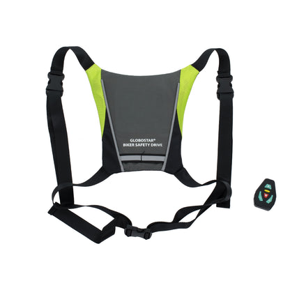 79070 Γιλέκο Ασφαλείας Φωσφοριζέ Αντανακλαστικό για Ποδηλάτες & Runners με Φωτεινή Σήμανση LED - Ενσωματωμένη Μπαταρία 650mAh DC 5V Επαναφορτιζόμενο με Καλώδιο Τροφοδοσίας USB & Ασύρματο Χειριστήριο - Μαύρο & Λαχανί Φωσφοριζέ Αδιάβροχο IP65