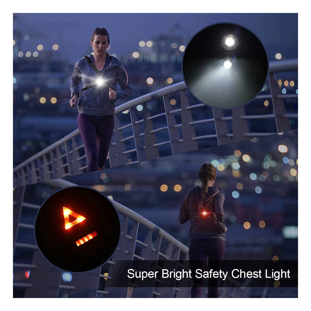 79072 Φορητός Φακός Ασφαλείας Στήθους & Πλάτης για Ποδηλάτες & Runners με Φωτεινή Σήμανση LED XRE Q5 5W 600lm 200° - Ενσωματωμένη Μπαταρία 2000mAh DC 5V Επαναφορτιζόμενος με Καλώδιο Τροφοδοσίας USB 2.0 3 Modes Αδιάβροχος IP66 Ψυχρό Λευκό 6000K