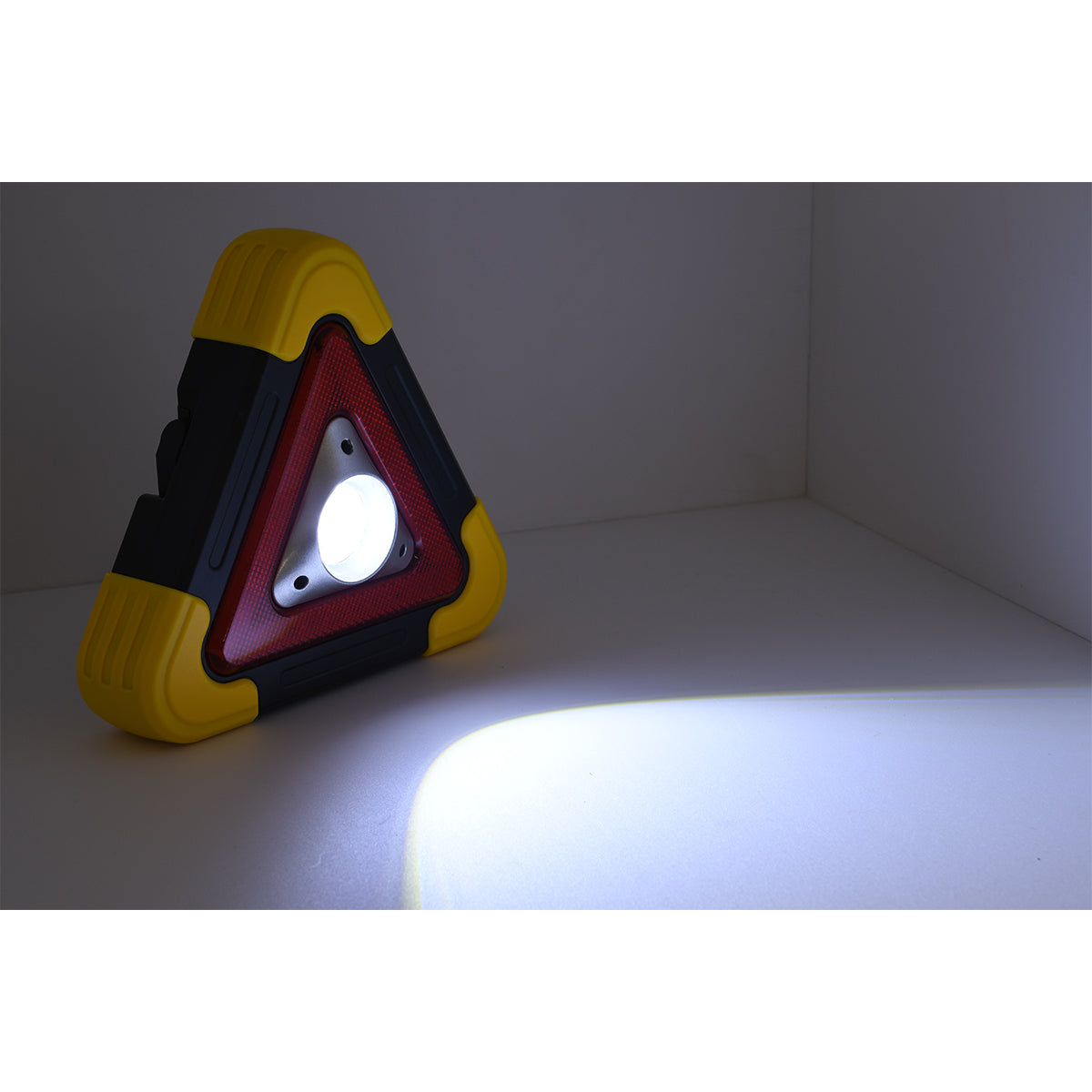 79080 Φορητό Επαναφορτιζόμενο Τρίγωνο Ασφαλείας - Προβολέας Εργασίας LED COB 15W 1500lm με Ενσωματωμένη Μπαταρία 1200mAh & Φωτοβολταϊκό Πάνελ - 5 Light Modes & Power Bank με Καλώδιο Φόρτισης USB Αδιάβροχο IP54 Ψυχρό Λευκό 6000K