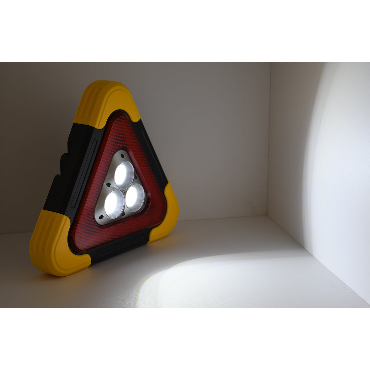 79081 Φορητό Επαναφορτιζόμενο Τρίγωνο Ασφαλείας - Προβολέας Εργασίας LED COB 35W 3500lm με Ενσωματωμένη Μπαταρία 2000mAh & Φωτοβολταϊκό Πάνελ - 5 Light Modes & Power Bank με Καλώδιο Φόρτισης USB Αδιάβροχο IP54 Ψυχρό Λευκό 6000K