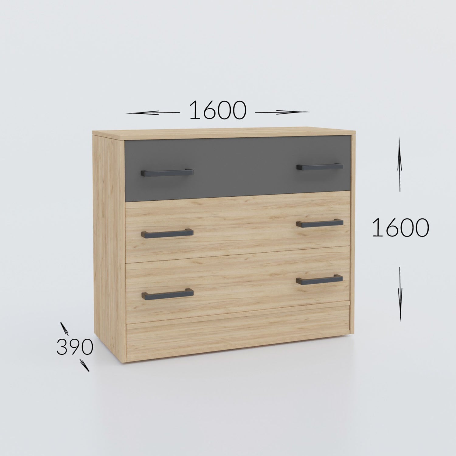 Συρταριέρα Viva Χρυσό Δρυς-Γραφίτη 90x39x75