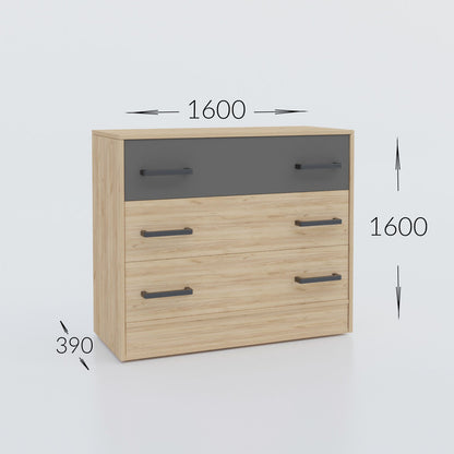 Συρταριέρα Viva Χρυσό Δρυς-Γραφίτη 90x39x75