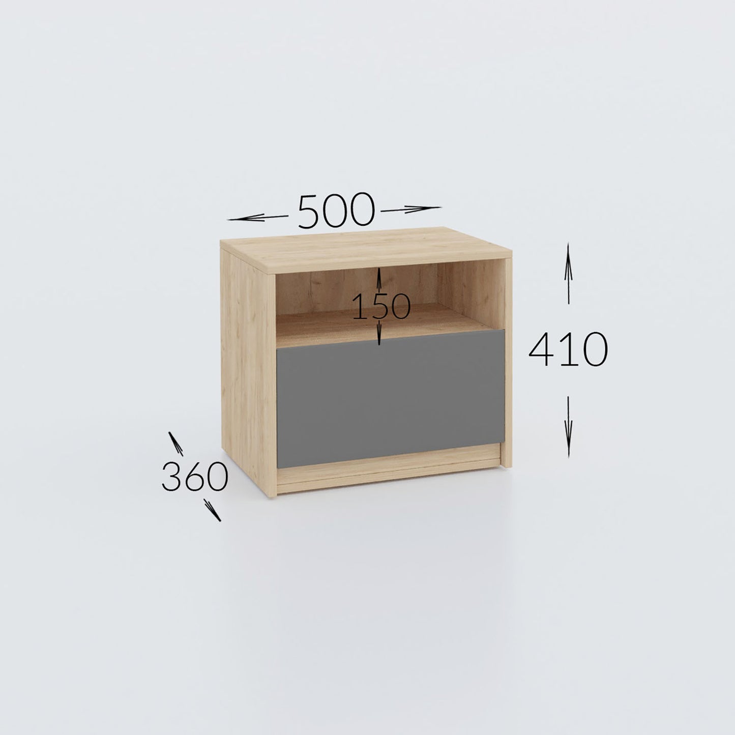 Κομοδίνο Viva Χρυσό Δρυς-Γραφίτη 50x36x41