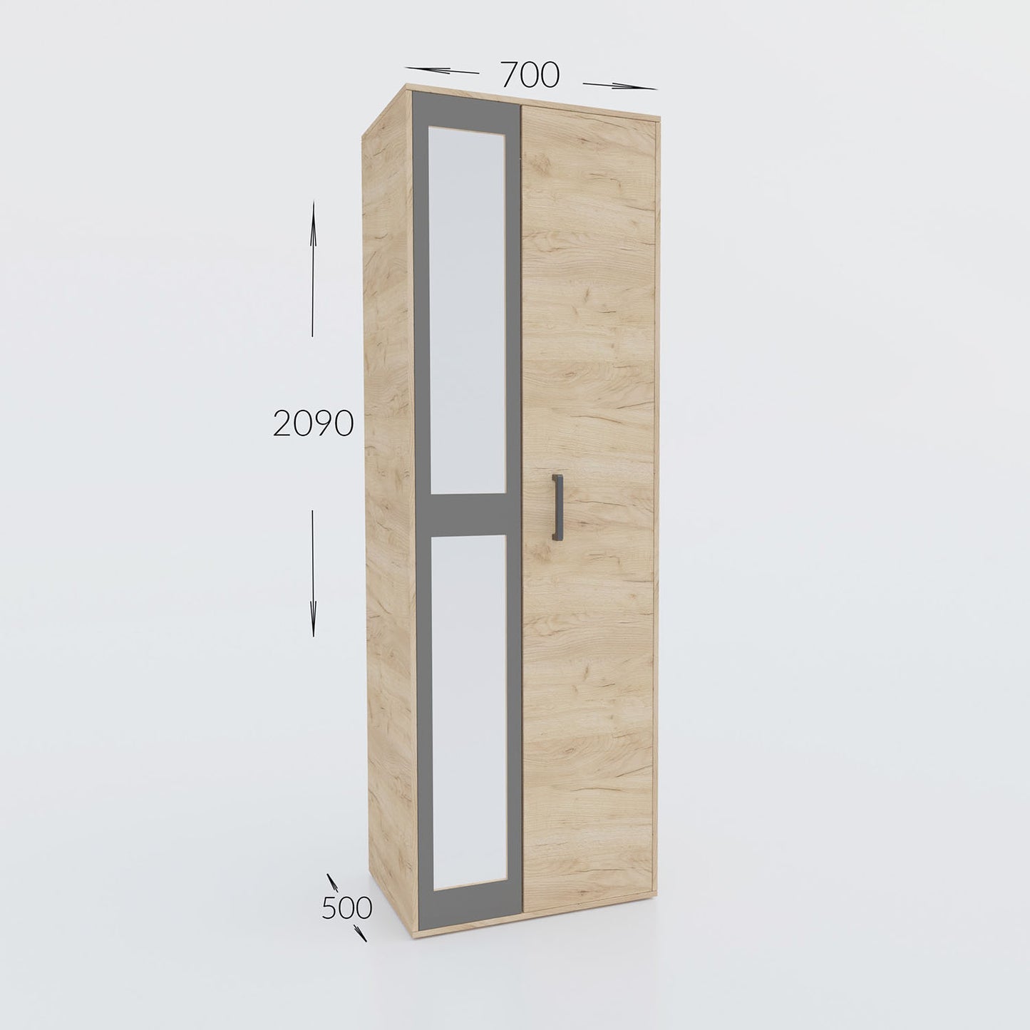 Ντουλάπα Viva Χρυσό Δρυς-Γραφίτης 70x50x209