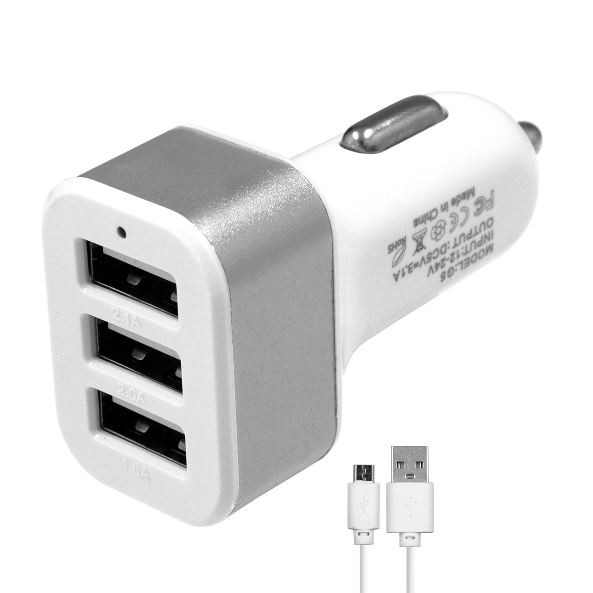 79501 Ασημί Φορτιστής Αυτοκινήτου DC 12-24V με 3 Εξόδους USB DC 5V Max 3.1A 20W και Καλώδιο USB σε Type-C