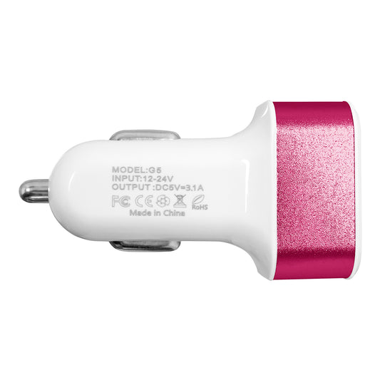79504 Ροζ Φορτιστής Αυτοκινήτου DC 12-24V με 3 Εξόδους USB DC 5V Max 3.1A 20W και Καλώδιο USB σε Type-C