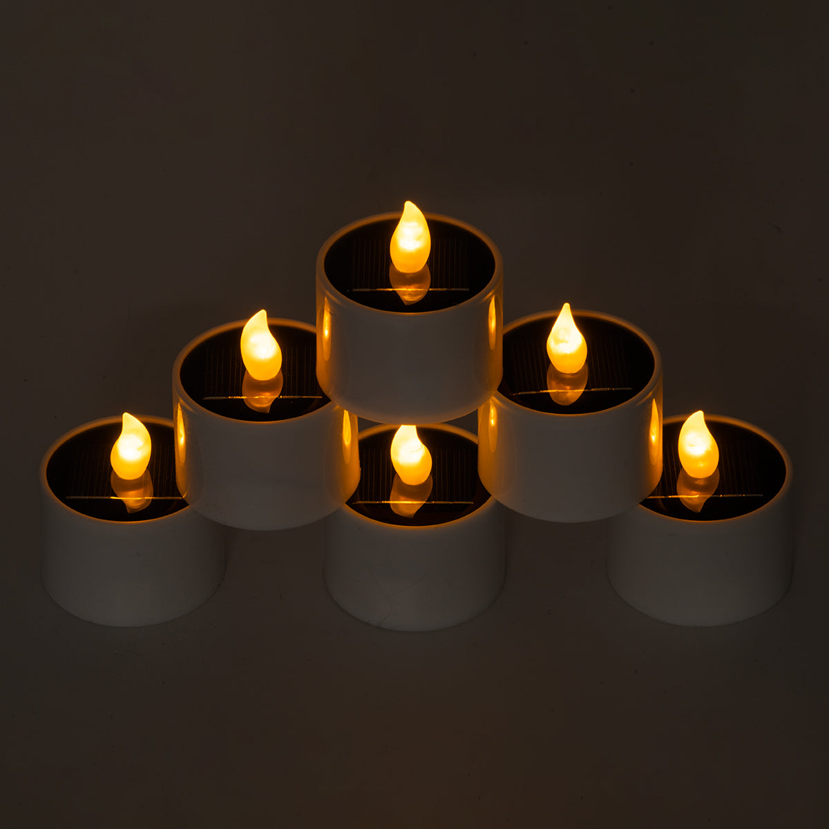 CANDLE 79546 ΣΕΤ 6 x Αυτόνομα Ηλιακά Διακοσμητικά Realistic Κεράκια με LED Εφέ Κινούμενης Φλόγας - 400mAh Μπαταρία - Φωτοβολταϊκό Πάνελ - Θερμό Λευκό 2700K Μπεζ D5.3 x H6cm