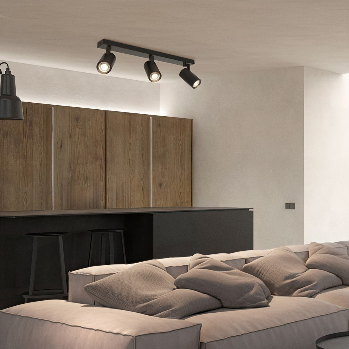 SPOTA KLV-101-0138 Κινούμενο Φωτιστικό Σποτ Οροφής για 3 Λάμπες MR16 με Ντουί GU10 AC 220-240V IP20 - Μαύρο Ματ - Μ48 x Π6.2 x Υ14