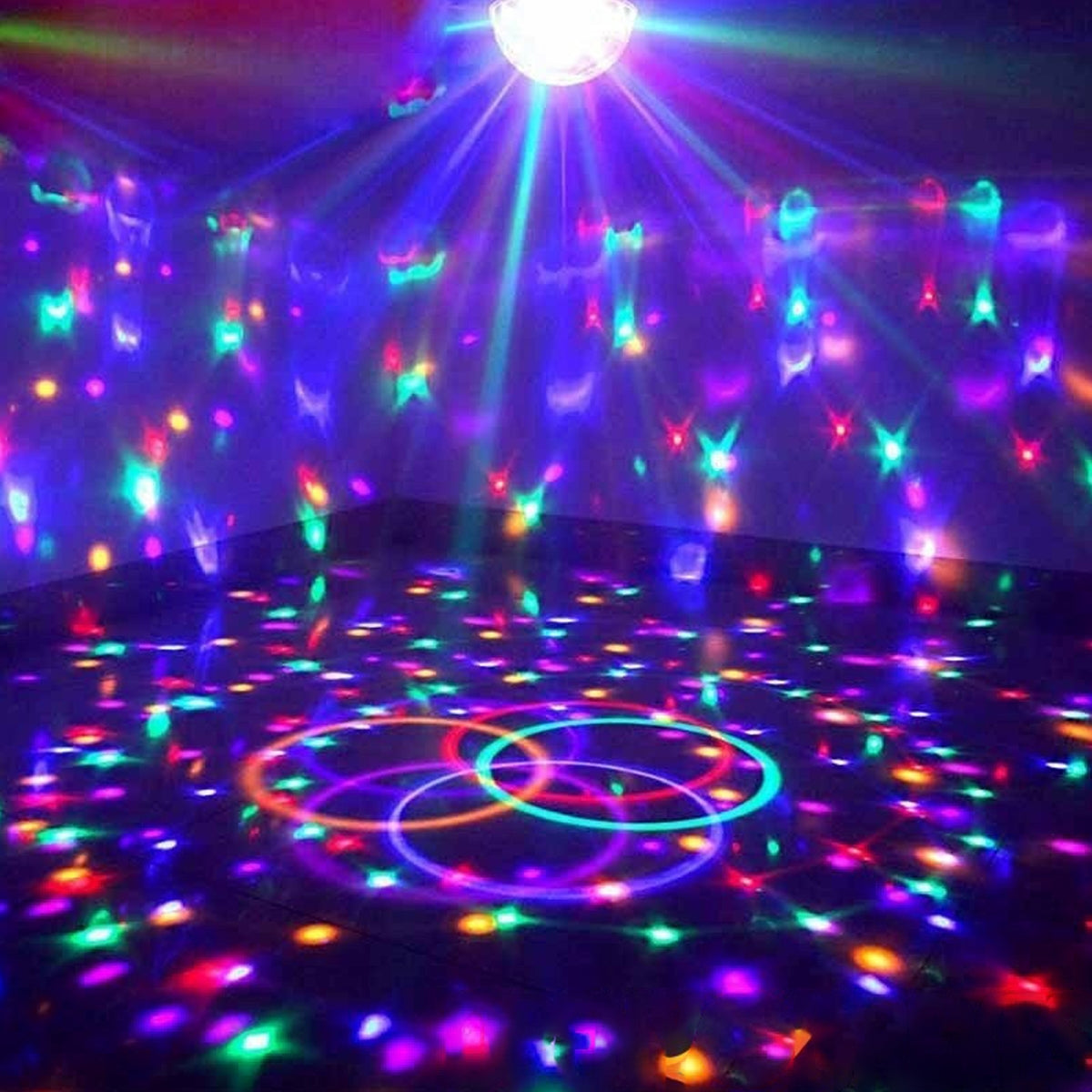 79601-1 LED Party Disco Μπάλα με Περιστρεφόμενα Φωτορυθμικά Εφέ Πολύχρωμη RGB 15W με Sound Control Activated Εφέ και με Ασύρματο Χειριστήριο AC 230V IP20 Μ11 x Π8.6 x Υ13cm