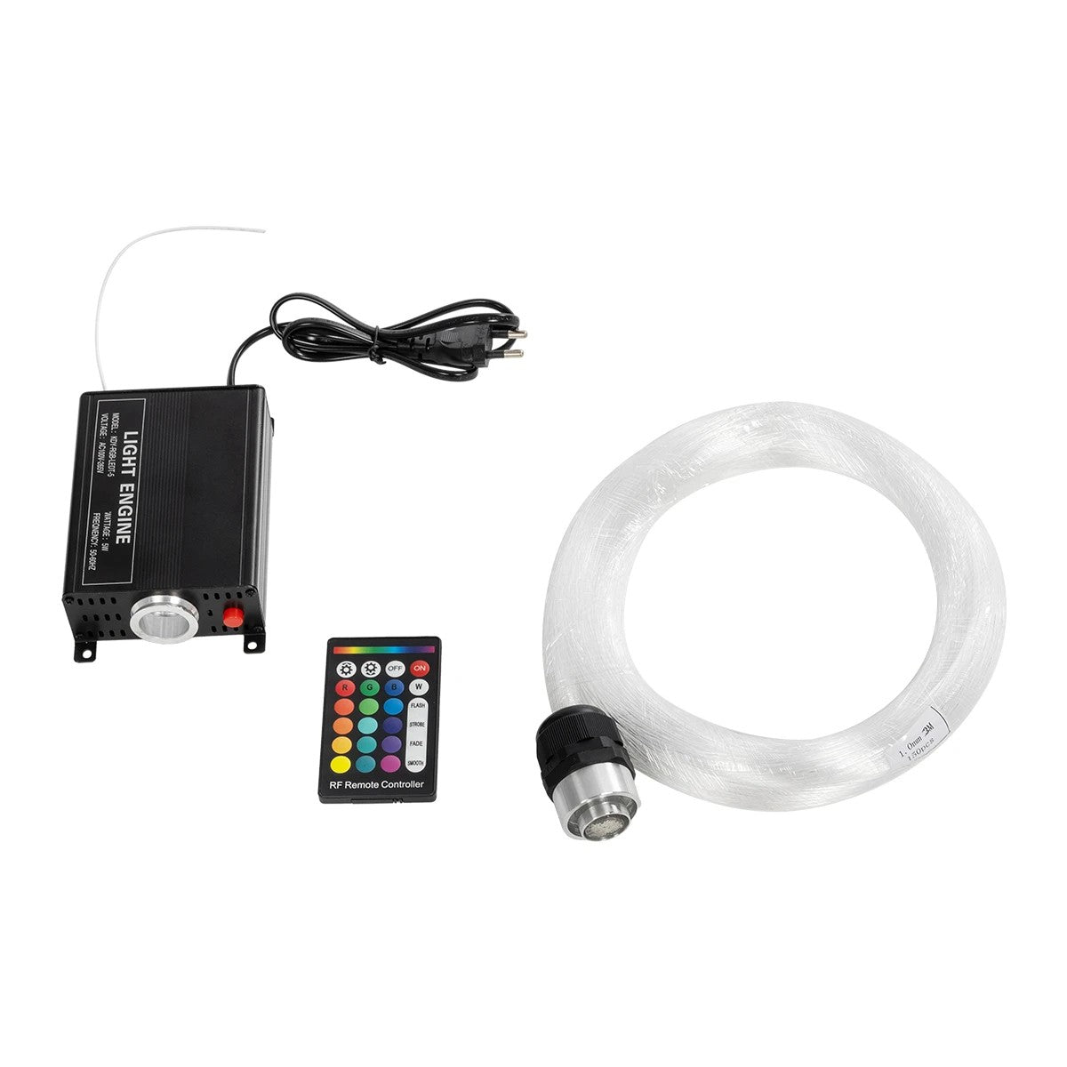 LUMOFIBRA 79613 Κιτ Συστήματος Οπτικής Ίνας με 150τεμ Φ1mm x Μ200cm & RF Ασύρματο Χειριστήριο LED 5W 200lm 1° AC 220-240V IP20 Πολύχρωμο RGB - Μ11.5 x Π9 x Υ4
