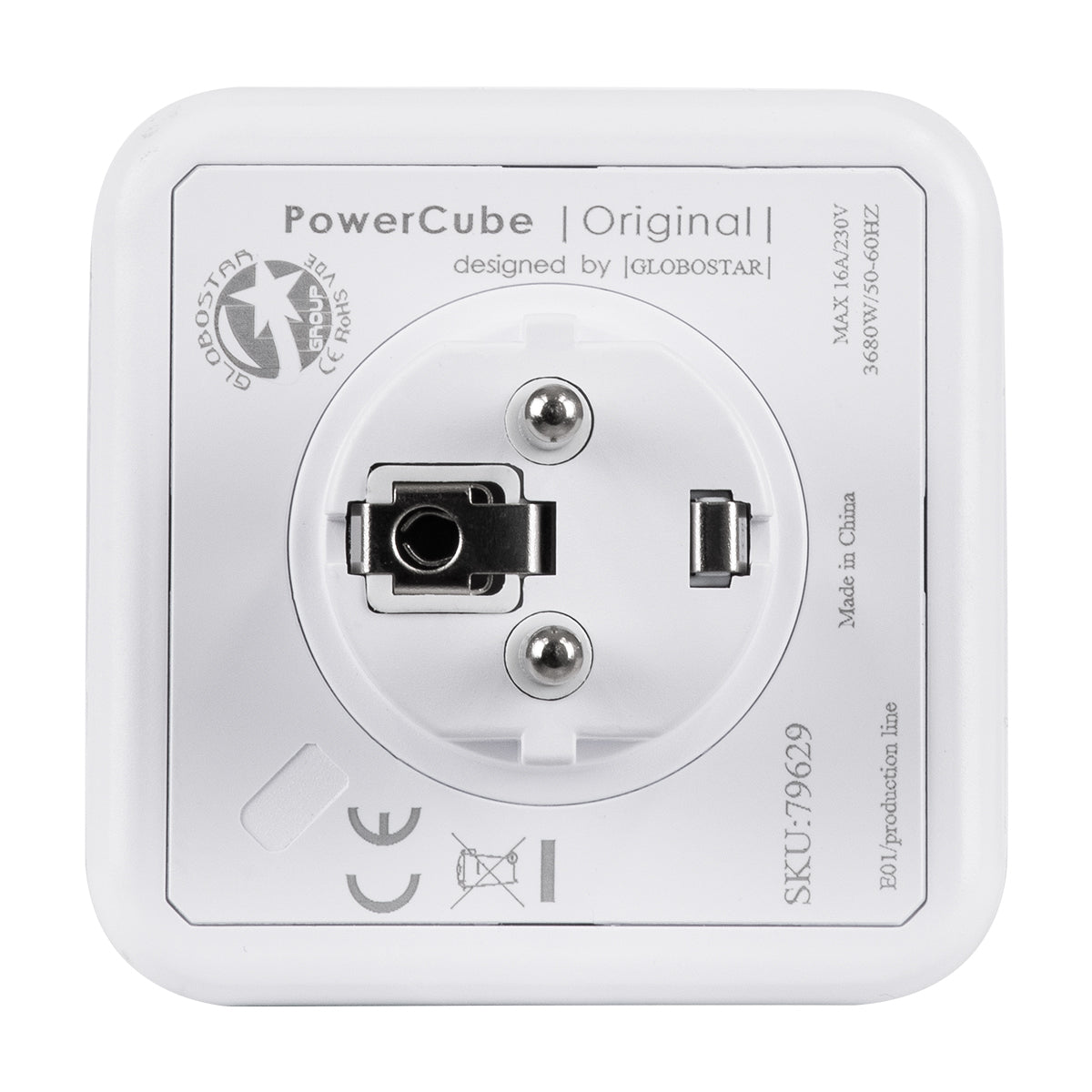 TRAVEL PowerCube PRO Certified 79629 Πολύπριζο 5 Θέσεων με 5 Πρίζες Ασφαλείας Childproof EU Schuko AC 220-240V Μ7.5 x Π11.5 x Υ7.5 - Λευκό με Μπλε - Max Load 3680W/16A