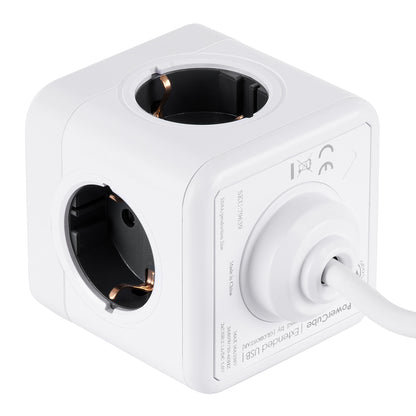 TRAVEL PowerCube PRO Certified 79639 Πολύπριζο 6 Θέσεων με 1.5m Kαλώδιο - 4 Πρίζες Ασφαλείας Childproof EU Schuko AC 220-240V & 2 Πρίζες USB Max 2.1A/DC 5V Μ7.5 x Π7.5 x Υ7.5 - Λευκό με Γκρι - Max Load 3680W/16A