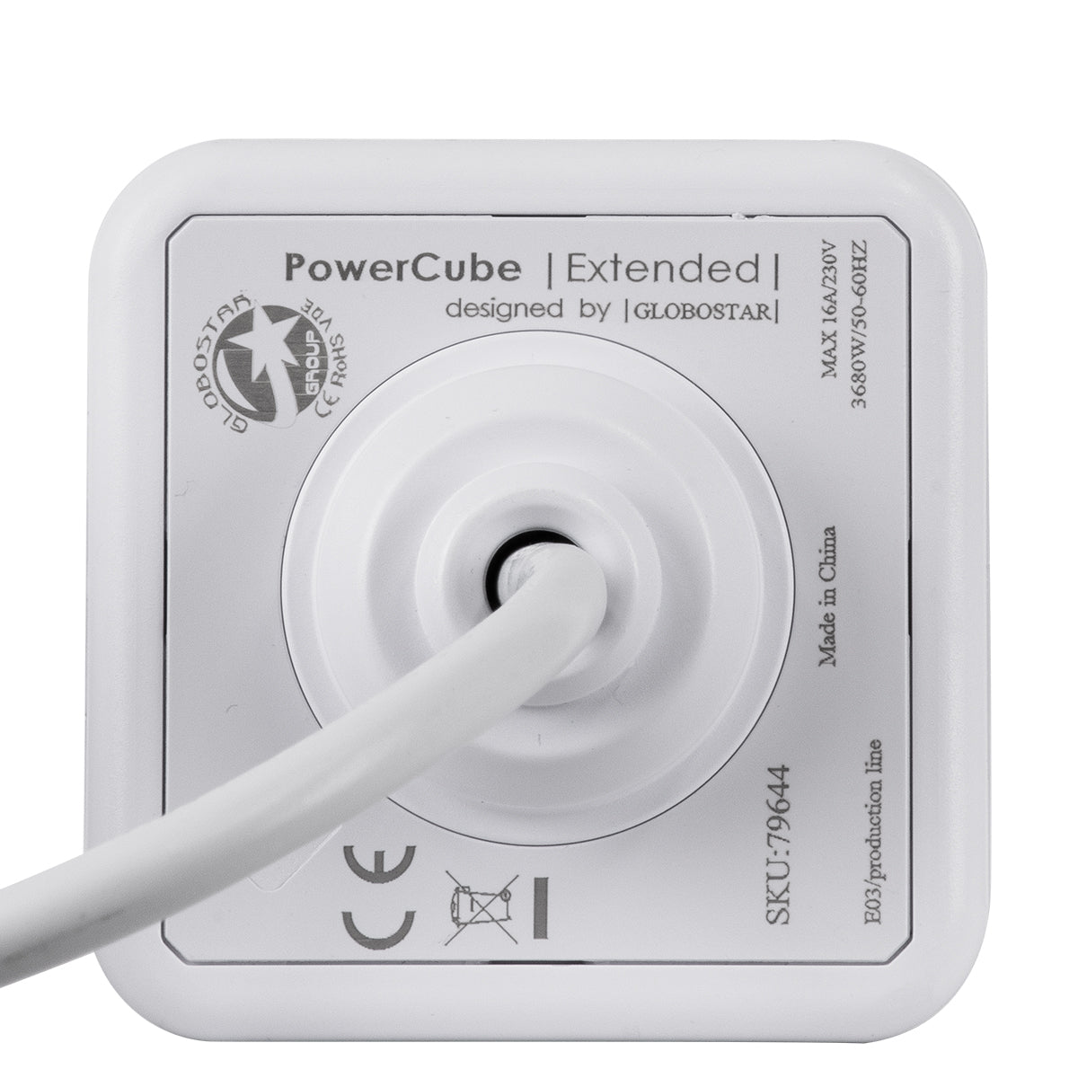 TRAVEL PowerCube PRO Certified 79644 Πολύπριζο 5 Θέσεων με 1.5m Kαλώδιο - 5 Πρίζες Ασφαλείας Childproof EU Schuko AC 220-240V Μ7.5 x Π7.5 x Υ7.5 - Λευκό με Γκρι - Max Load 3680W/16A