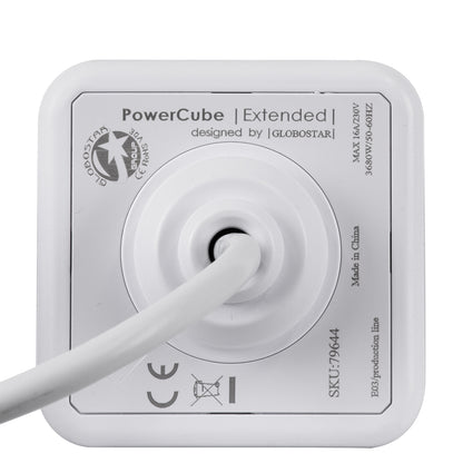 TRAVEL PowerCube PRO Certified 79644 Πολύπριζο 5 Θέσεων με 1.5m Kαλώδιο - 5 Πρίζες Ασφαλείας Childproof EU Schuko AC 220-240V Μ7.5 x Π7.5 x Υ7.5 - Λευκό με Γκρι - Max Load 3680W/16A