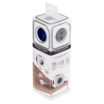 TRAVEL PowerCube PRO Certified 79646 Πολύπριζο 5 Θέσεων με 1.5m Kαλώδιο - 5 Πρίζες Ασφαλείας Childproof EU Schuko AC 220-240V Μ7.5 x Π11.5 x Υ7.5 - Λευκό με Μπλε - Max Load 3680W/16A