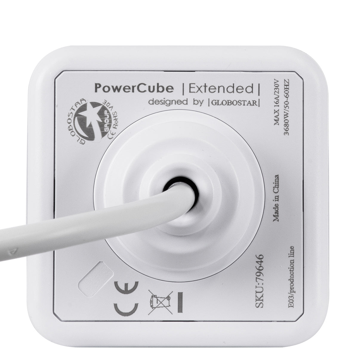 TRAVEL PowerCube PRO Certified 79646 Πολύπριζο 5 Θέσεων με 1.5m Kαλώδιο - 5 Πρίζες Ασφαλείας Childproof EU Schuko AC 220-240V Μ7.5 x Π11.5 x Υ7.5 - Λευκό με Μπλε - Max Load 3680W/16A