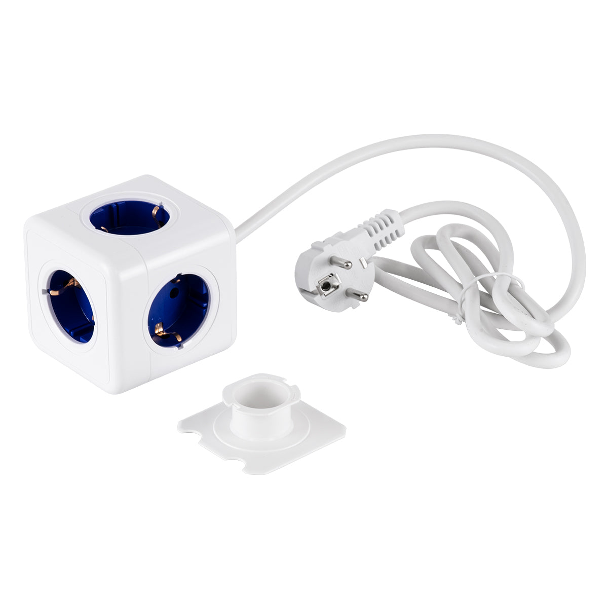 TRAVEL PowerCube PRO Certified 79646 Πολύπριζο 5 Θέσεων με 1.5m Kαλώδιο - 5 Πρίζες Ασφαλείας Childproof EU Schuko AC 220-240V Μ7.5 x Π11.5 x Υ7.5 - Λευκό με Μπλε - Max Load 3680W/16A