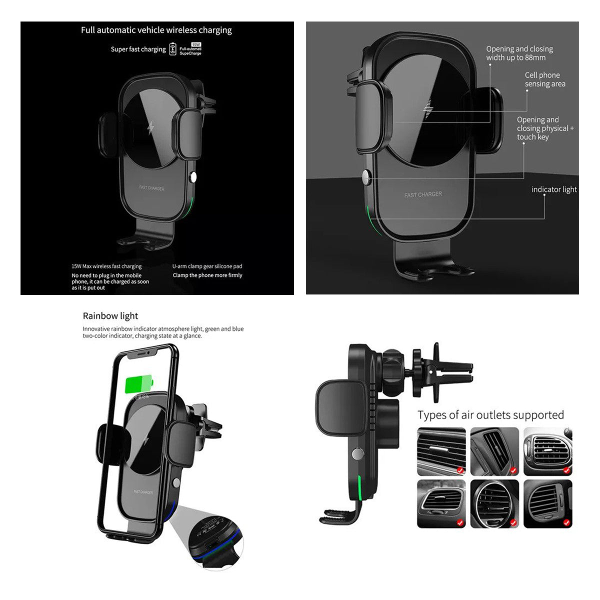 79696 Μαγνητική Βάση Κινητού Αυτοκινήτου Smart Chip Max 15W USB σε USB Type-C με Κλιπ στον Αεραγωγό - Ασύρματη Φόρτιση και Υποστήριξη προσαρμογής για Διαφορετικά Κινητά Τηλέφωνα MagSafe QuickCharge 3.0
