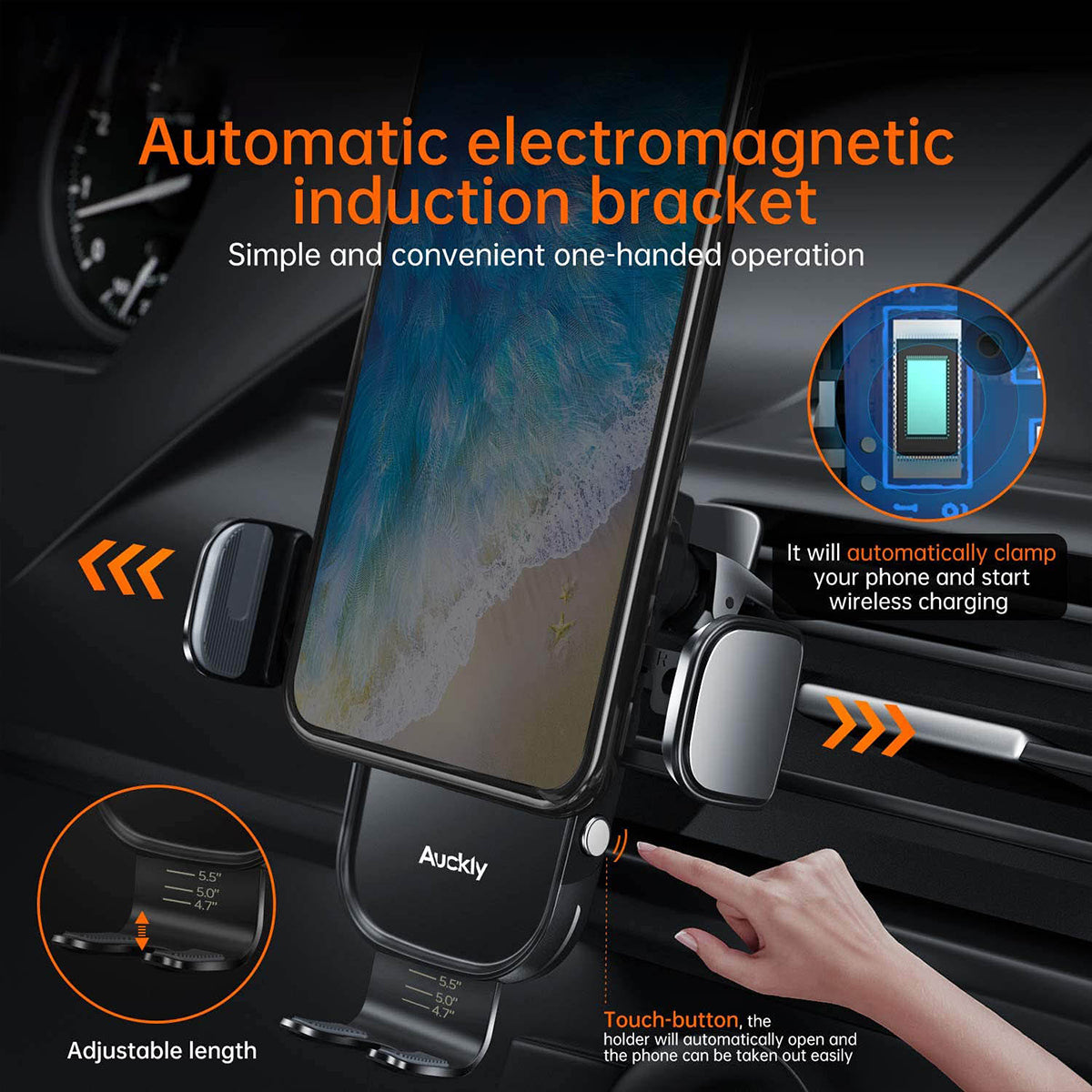 79696 Μαγνητική Βάση Κινητού Αυτοκινήτου Smart Chip Max 15W USB σε USB Type-C με Κλιπ στον Αεραγωγό - Ασύρματη Φόρτιση και Υποστήριξη προσαρμογής για Διαφορετικά Κινητά Τηλέφωνα MagSafe QuickCharge 3.0