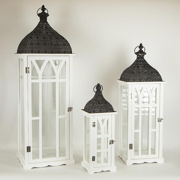 S/3 ΦΑΝΑΡΙΑ ΜΕΤΑΛΛΙΚΑ-ΞΥΛΙΝΑ ΛΕΥΚΑ 31.5x31.5x97 / 24.5x24.5x72 / 17x17x49.5