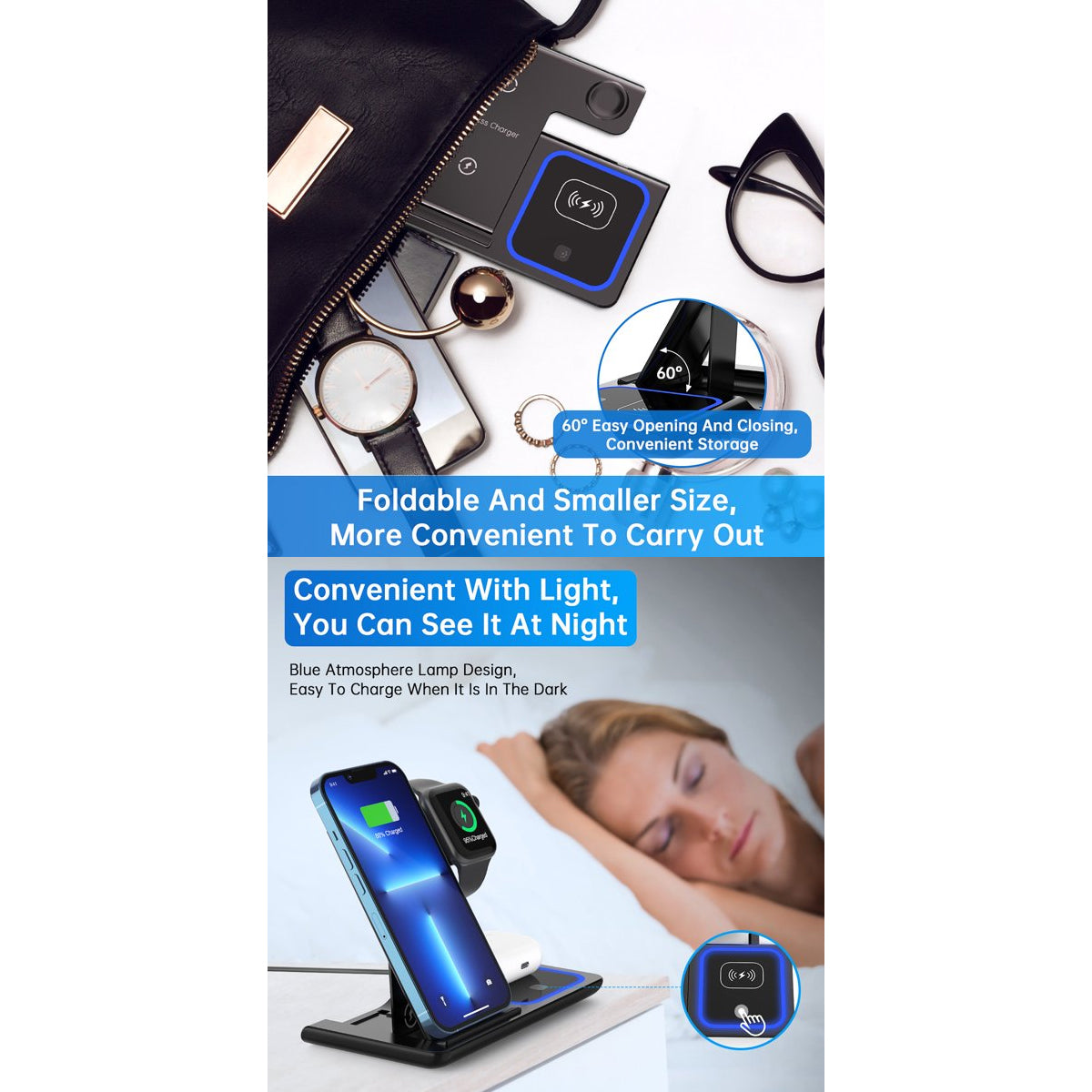 79706 Επιτραπέζια Σταθερή Βάση Ασύρματης Φόρτισης Fast Charging για Κινητά - Earphones - Smart Watches 15W Max - Λευκό