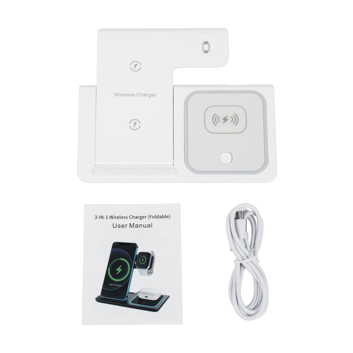 79706 Επιτραπέζια Σταθερή Βάση Ασύρματης Φόρτισης Fast Charging για Κινητά - Earphones - Smart Watches 15W Max - Λευκό