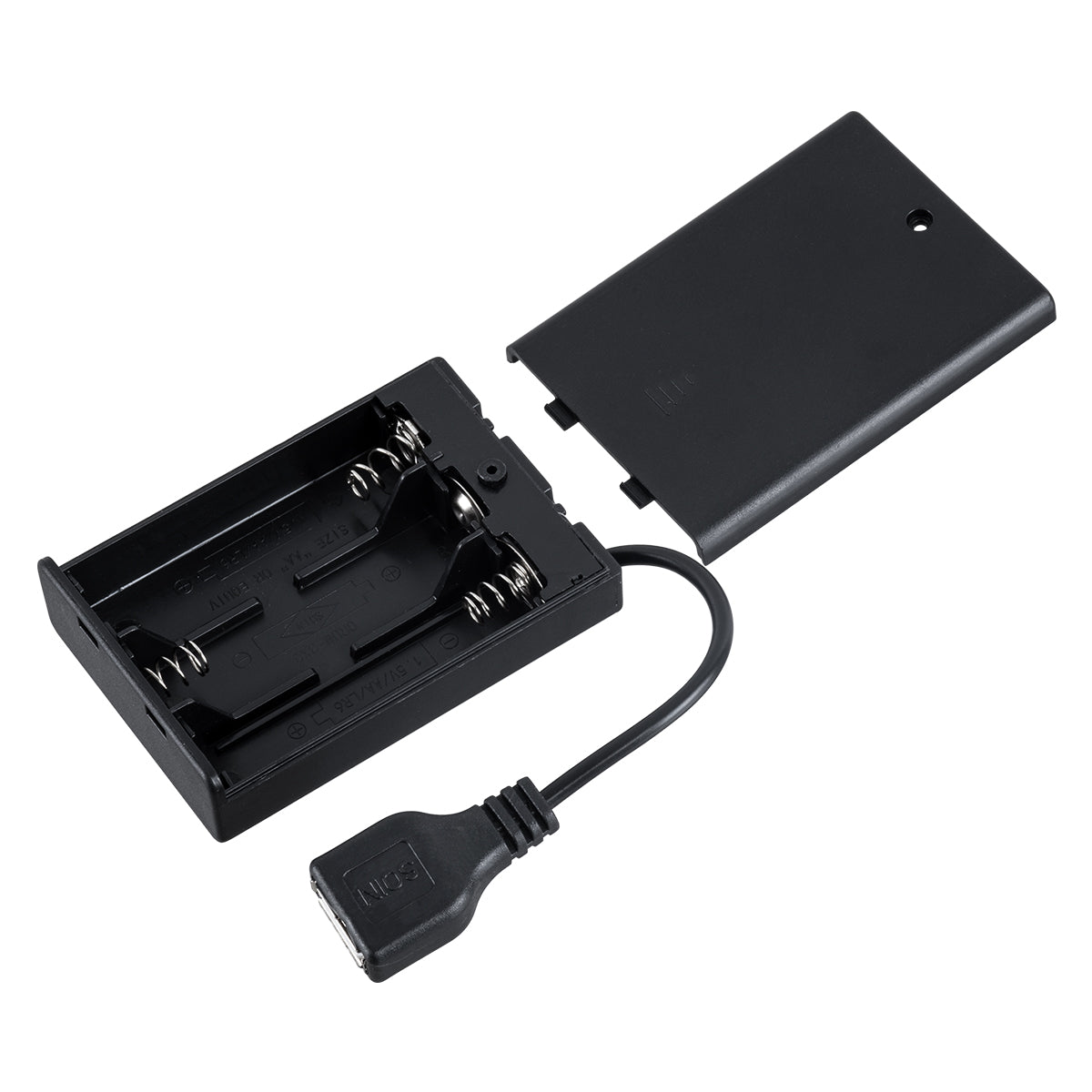 79791 Box Τροφοδοσίας για Γιρλάντες LED USB 2.0 DC 5V με Μπαταρίες 3 x AA (Δεν Περιλαμβάνονται) & Διακόπτη On/Off - Μαύρο