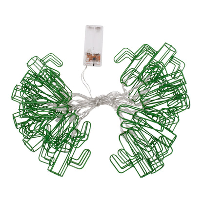 79801 Διακοσμητική Γιρλάντα Green Cactus 3 Μέτρα με Διακόπτη On/Off - 20 LED 2W με Μπαταρίες 2xAA & Διάφανο Καλώδιο IP20 Ψυχρό Λευκό 6000K Μ3m