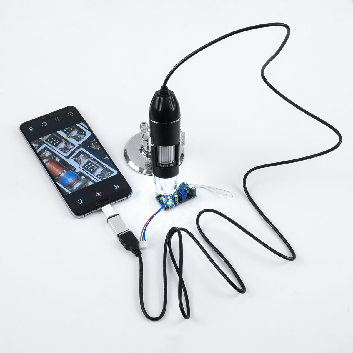 MICROCAM 79995 Ψηφιακό Ηλεκτρονικό Μικροσκόπιο / Κάμερα 2MP 1600x1200px με x1600 Zoom Mode & 8 LED DC 5V με USB-C IP20 - Μ3.5 x Π3.5 x Υ12