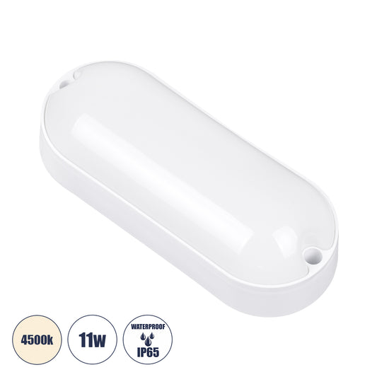 HOMIE 61001 LED Πλαφονιέρα Οροφής - Τοίχου Οβάλ 11W 939lm 150° AC 220-240V Αδιάβροχο IP65 Μ17 x Π7 x Υ4.5cm Φυσικό Λευκό 4500K