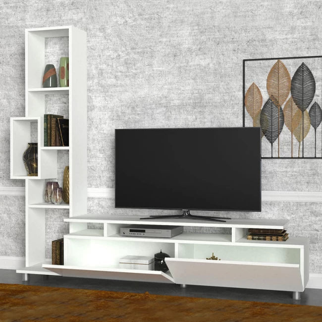 Tulip TV Unit Made of Melamine Color White 160x29.5x160