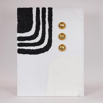 ΠΙΝΑΚΑΣ ΚΑΜΒΑΣ ΑΝΑΓΛΥΦΟ ΣΧΕΔΙΟ ΛΕΥΚΟΣ - ΜΑΥΡΟΣ - ΧΡΥΣΟΣ 60x7x80