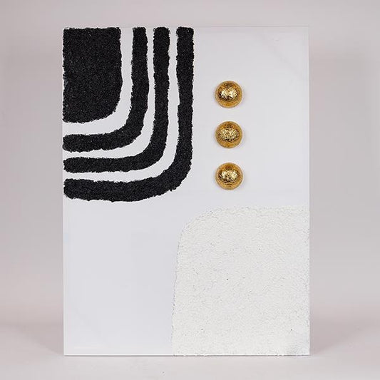 ΠΙΝΑΚΑΣ ΚΑΜΒΑΣ ΑΝΑΓΛΥΦΟ ΣΧΕΔΙΟ ΛΕΥΚΟΣ - ΜΑΥΡΟΣ - ΧΡΥΣΟΣ 60x7x80