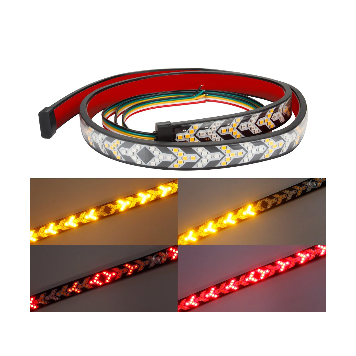 81735 Car Backlit LED Strip Εύκαμπτη Ταινία 150cm Σήμανσης DRL Αυτοκινήτου 3 Προγραμμάτα Φωτισμού LED SMD 5050 12W DC 9-30V Αδιάβροχη IP65 Πορτοκαλί - Κόκκινο