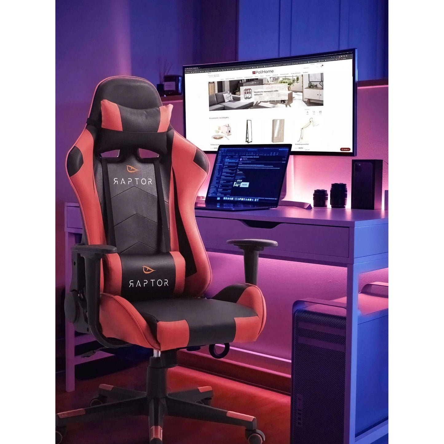 Καρέκλα Gaming Raptor Alyx Κόκκινο 51x48x133