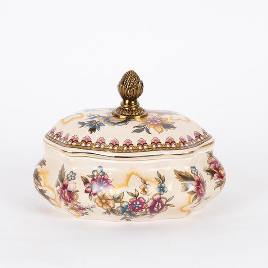 ΦΟΝΤΑΝΙΕΡΑ ΠΟΡΣΕΛΑΝΗ ΛΕΥΚΗ ΜΕ ΧΡΥΣΑ ΛΟΥΛΟΥΔΙΑ 18x18x14