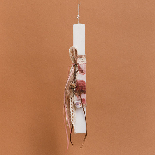 Λαμπάδα Στολισμένη Βελούδο με Γυάλινο Μπουκαλάκι σε Συσκευασία Δώρου